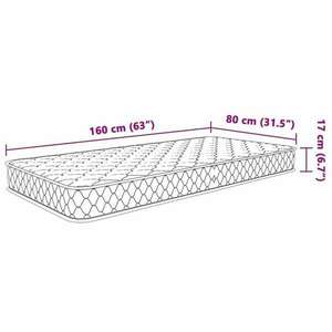 vidaXL fehér memóriahabos matrac 80 x 160 x 17 cm kép