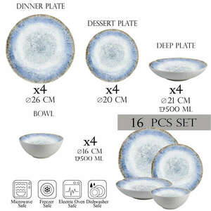 Étkészlet- 16 darab- 4 személy számára- Ensemble Laguna di Lusso - díszített porcelán kép