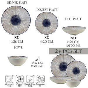 Étkészlet- 24 darab- 6 személy számára -Ensemble Eleganza Blu - díszített porcelán kép