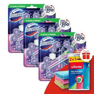 Domestos Power5 WC frissítő blokk Lavender (9x55g) + Ajándék Vileda Törlőkendő kép