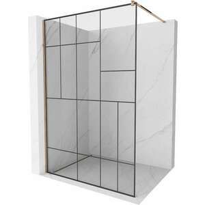 Mexen Kioto Walk-In Zuhanyfal 110 x 200 cm, átlátszó üveg/ fekete 8 mm, rózsa arany - 800-110-101-60-7 Walk-In Zuhanyfal kép