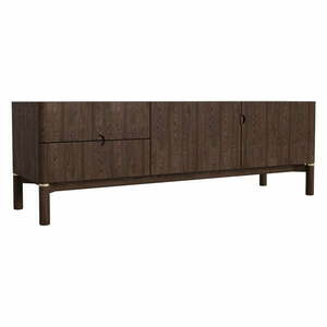 Sötétbarna TV-állvány tölgyfa dekorral 160x55 cm Arun – Unique Furniture kép