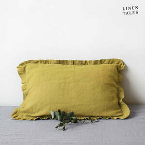 Len párnahuzat 65x65 cm Lemon Curry – Linen Tales kép