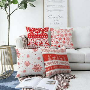 Red Snowflakes 4 db-os karácsonyi zsenília párnahuzat szett, 55 x 55 cm - Minimalist Cushion Covers kép