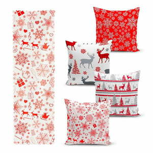 Red Snowflakes 4 db karácsonyi párnahuzat és asztali futó szett - Minimalist Cushion Covers kép