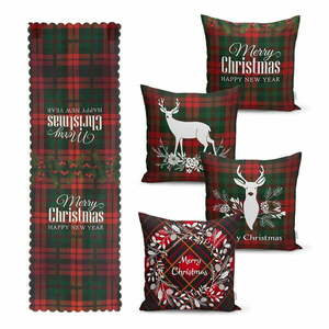 Tartan Christmas 4 db karácsonyi párnahuzat és asztali futó szett - Minimalist Cushion Covers kép