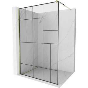 Mexen Kioto Walk-In Zuhanyfal 130 x 200 cm, átlátszó üveg/ fekete 8 mm, arany - 800-130-101-50-7 Walk-In Zuhanyfal kép