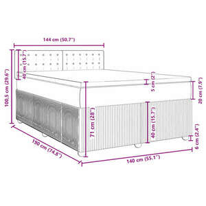 vidaXL sötétszürke bársony rugós ágy matraccal 140x190 cm kép