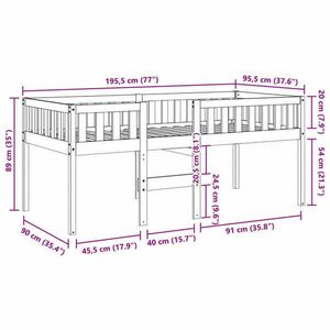 vidaXL fehér tömör fenyőfa gyerekágy matrac nélkül 90 x 190 cm kép