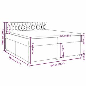 vidaXL sötétbarna szövet rugós ágy matraccal 200 x 200 cm kép