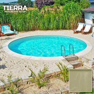 TIERRA SAND POOL süllyesztett kör medence 3, 0 x 1, 5 m , homok színű fóliával kép