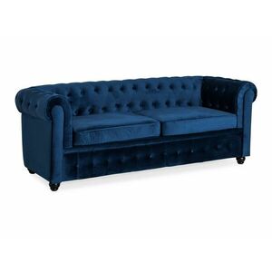 Chesterfield kanapé Manor House B108, Kék, 78x215x85cm, Lábak: Fa kép