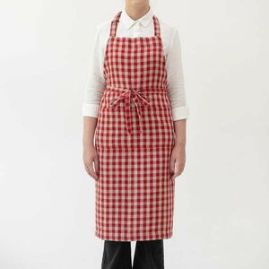 Len kötény Red Gingham – Linen Tales kép