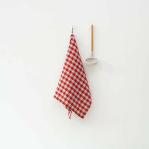 Len konyharuha 45x65 cm Red Gingham – Linen Tales kép