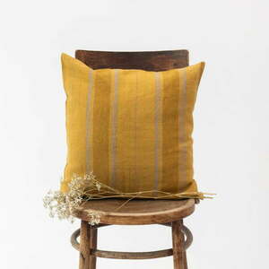 Len párnahuzat 40x40 cm Amber Bronze Stripes – Linen Tales kép