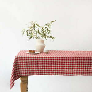 Len asztalterítő 140x350 cm Red Gingham – Linen Tales kép