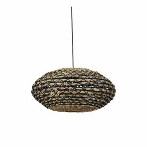 Fekete-natúr színű mennyezeti lámpa rattan-tengerifű búrával ø 60 cm Tripoli – Light & Living kép