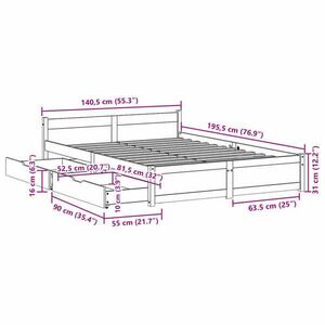 vidaXL tömör fenyőfa ágy matrac nélkül 135 x 190 cm kép