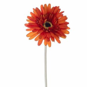 Gerbera selyemvirág szál, magasság: 55cm, virágfej átmérő: 10cm - Sötét narancssárga kép