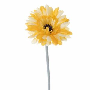 Gerbera selyemvirág szál, magasság: 55cm, virágfej átmérő: 10cm - Világos citromsárga kép