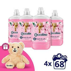 Coccolino Silk Lily Öblítő koncentrátum 272 mosás (4x1700ml) + Ajándék Coccolino Maci kép