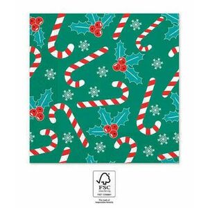 Karácsonyi Xmas Sugar Canes szalvéta 20 db-os 33x33 cm FSC kép