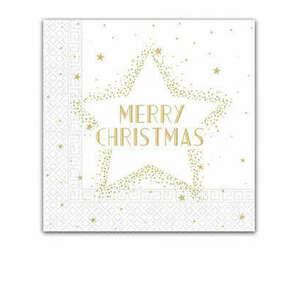 Karácsonyi Gold Merry Christmas Star szalvéta 20 db-os 33x33 cm kép