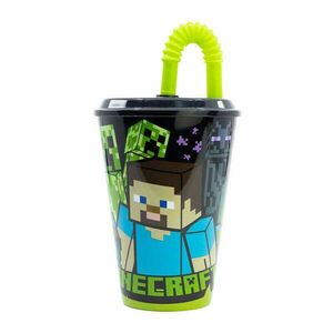 Water Cup with Straw for Kids STOR 40430 430 ml Minecraft (black) kép