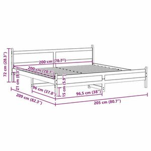 vidaXL fehér tömör fenyőfa ágy matrac nélkül 200 x 200 cm kép