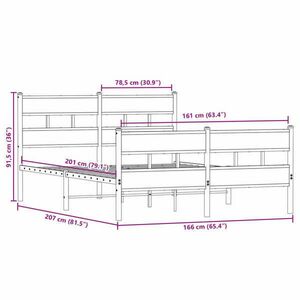 vidaXL füstös tölgy színű fém ágykeret matrac nélkül 160 x 200 cm kép