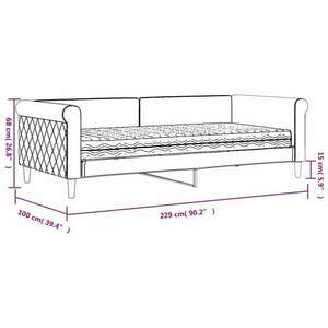 vidaXL sötétszürke bársony heverő matraccal 90 x 200 cm kép