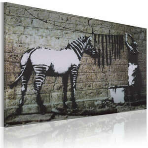 Zebra mosás (Banksy) 90x60 - vászonkép kép