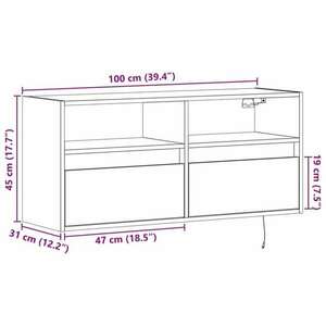 vidaXL füstös tölgy színű fali TV-szekrény LED-ekkel 100x31x45 cm kép