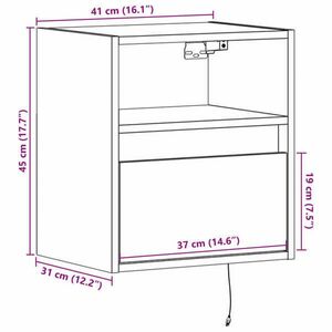 vidaXL 2 db szürke sonoma fali TV-szekrény LED-ekkel 41 x 31 x 45 cm kép