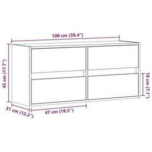 vidaXL fekete fali TV-szekrény LED-világítással 100x31x45 cm kép