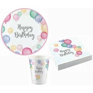 Happy Birthday Pastel party szett 36 db-os 23 cm-es tányérral kép