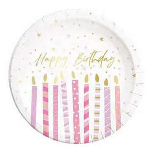 Happy Birthday Candles papírtányér 8 db-os 23 cm FSC kép