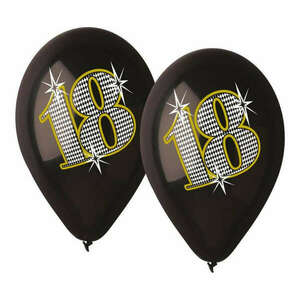 Happy Birthday 18 Black léggömb, lufi 5 db-os 12 inch (30 cm) kép