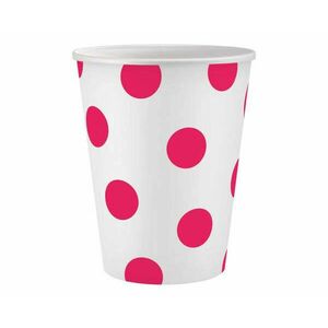 Vörös Magenta Polka Dots papír pohár 6 db-os 250 ml kép