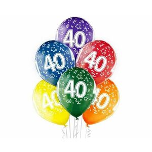 Colorful Happy Birthday 40 léggömb, lufi 6 db-os 12 inch (30cm) kép