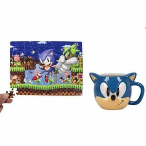 Sonic the Hedgehog 3D kerámia bögre 250 ml + Puzzle 100 db kép