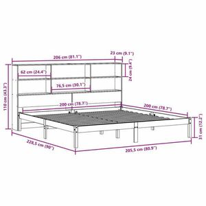 vidaXL barna tömör fenyőfa könyvespolcos ágy matrac nélkül 200 x 200cm kép