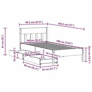 vidaXL viaszbarna tömör fenyőfa ágy matrac nélkül 90 x 190 cm kép