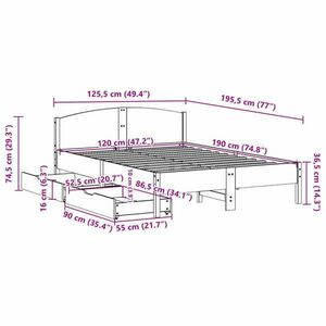 vidaXL viaszbarna tömör fenyőfa ágy matrac nélkül 120 x 190 cm kép