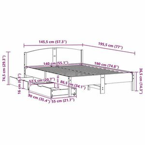 vidaXL viaszbarna tömör fenyőfa ágy matrac nélkül 140 x 190 cm kép