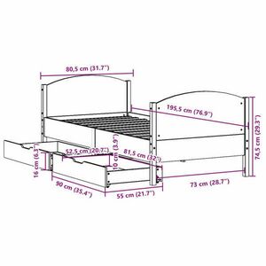 vidaXL fehér tömör fenyőfa ágy matrac nélkül 75 x 190 cm kép