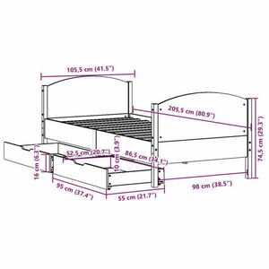 vidaXL tömör fenyőfa ágy matrac nélkül 100 x 200 cm kép