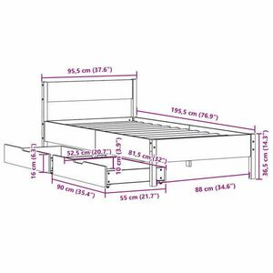 vidaXL viaszbarna tömör fenyőfa ágy matrac nélkül 90 x 190 cm kép