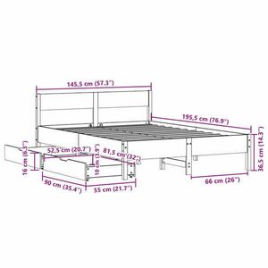 vidaXL fehér tömör fenyőfa ágy matrac nélkül 140x190 cm kép