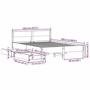 vidaXL tömör fenyőfa ágy matrac nélkül 140 x 200 cm kép